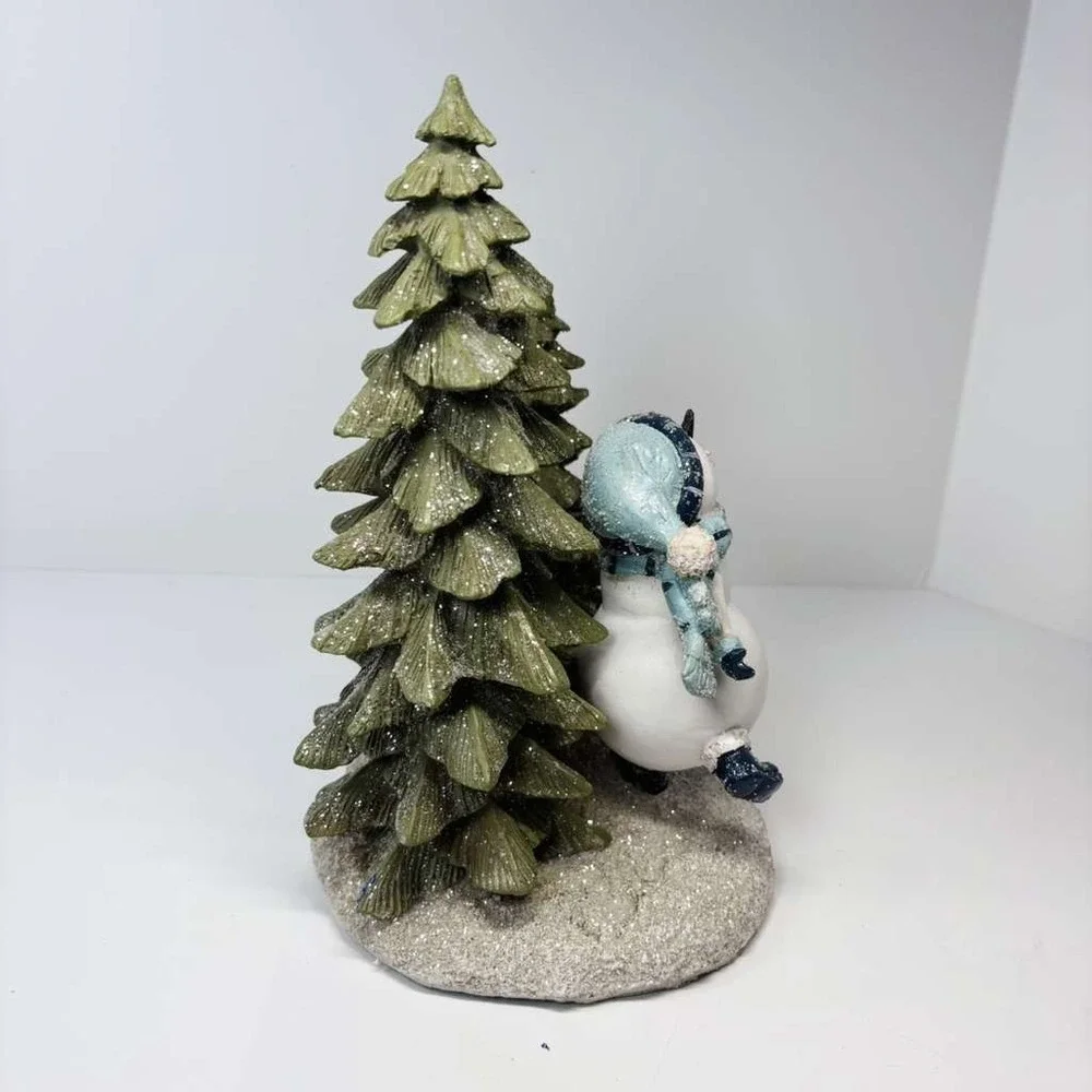 Vintage Y2K Skating Snowman Porcelain Christmas Holiday Figure 9.5
